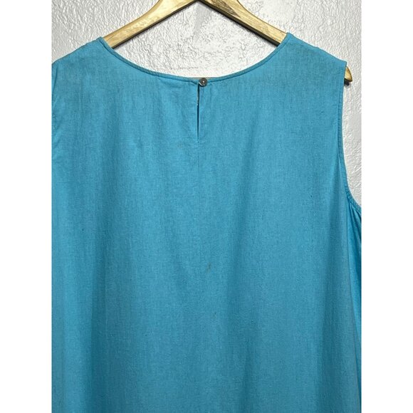 VINTAGE Ultra Dress Size 18W Blue Embroidered Floral Two-Piece Linen/Rayon Set - Picture 7 of 16